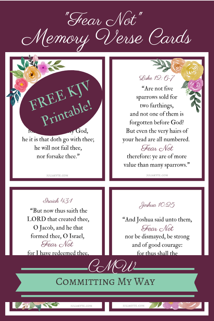 Fear Not Verse Cards Printable - Committing My Way